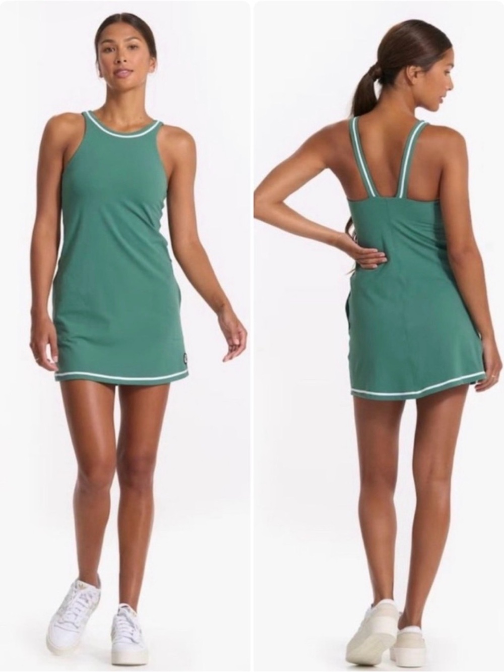 Vuori Athletic Green and White Volley Tennis Dress. Size M